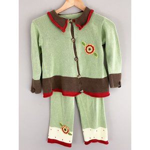 ZackAli 4 Kids Green Knit 2 Piece Fall Sweater Outfit 5/6 Boutique